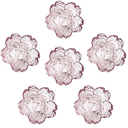 Cuenco de postre con forma de flor de cerezo, mini cuenco de vidrio, cuenco de vidrio pequeño, soporte para bolsitas de té, cuenco para mojar, plato para refrigerios con salsa de soja, juego de 6