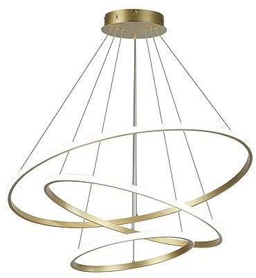 Led Pendant Light,Dimmable 3 Ring Acrylic Chandelier Lighting Fixture,Gold Adjustable Chandeliers for Kitchen Island Dining Room Living Room Bedroom Foyer Hanging 20+40+60Cm/(7.87+15.7+23.6)