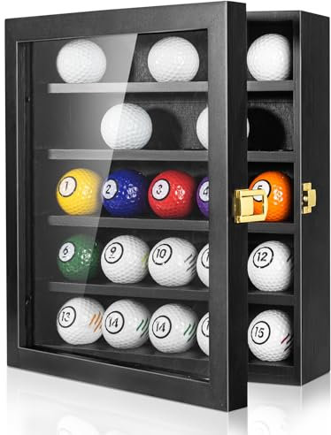 tutata Golfball-Vitrine, Golfballhalter, 25 Bälle Kapazität, Wandhalterung, Schattenbox für Golfballsammler, TBCL05