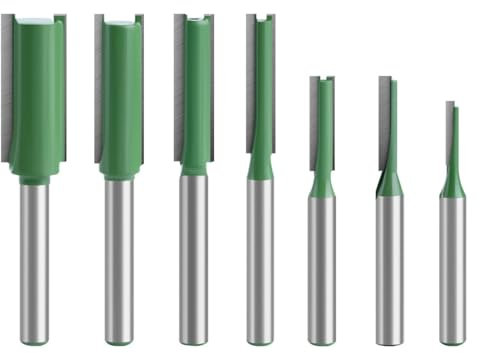 Hwtcjx 7 Pezzi Set Frese per Legno, Punte Fresa Verticale Diritti, Gambo da 6 mm, Gambo Fresa Set, Doppio Flauto Punte per Router, per Lavori Fai Da Te Falegnameria - Diametro di 3 4 5 6 8 10 12 mm