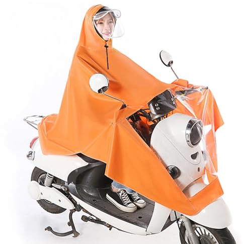 Electric Bike Rain Poncho for Adults, Motorcycle Raincoat with Full Body Coverage, Lightweight Cycling Rain Cape with Hood, Portable Oxford Fabric Rain Gear for Commuting & Outdoor Riding