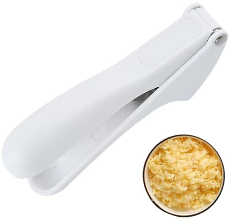 Vriusi Trituradora de ajos, prensa manual de ajo de acero inoxidable, prensa de ajo de acero inoxidable, cortador de ajos, resistente, fácil de limpiar, picar eficientemente para cocina