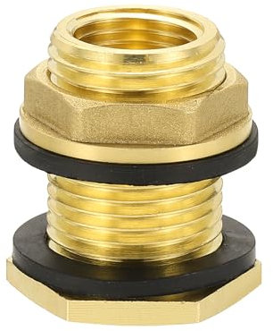 PATIKIL Raccord De Cloison en Laiton 1/2 NPT Femelle x 3/4 GHT Mâle, Raccord Double Fileté pour Réservoir d'eau avec Filetage pour Tuyau D'Arrosage, Seau De Pluie, Éviers, Aquariums