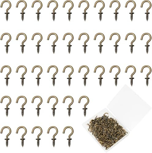 120 Piece Nickel Plated Hooks, 1/2 Inch Antique Brass Vintage Screw in Mini Ceiling Hooks for Hanging Plants, Cups, Art, Jewelry Decor, Durable Indoor