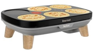 Tefal Crepier Gourmet, Crepera eléctrica, 6 préstamos, Revestimiento antiadherente, fácil almacenamiento, Thermo-Spot, PY901BF1