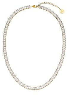 Purelei Crystal Glow Kette mit Zirkonia-Baguette-Steinen – Edelstahl in Gold, Silber oder Roségold, 40-45 cm, edles Design (Gold)