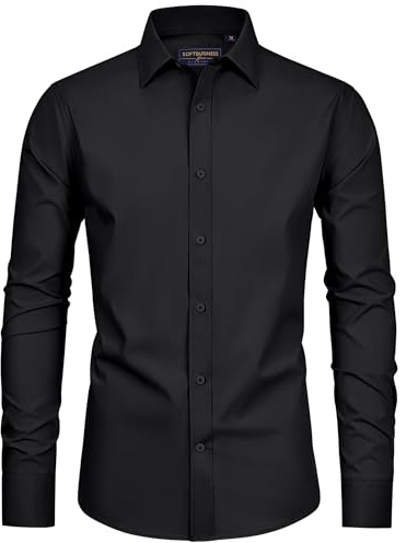 siliteelon Mens Shirts Long Sleeve Stain Shield Stretch Smart Casual Shirt | Water Resistant, Wrinkle Free, Cotton Soft, Breathable Comfy, Work Office, for Wedding Party Evening, Dress Formal Business