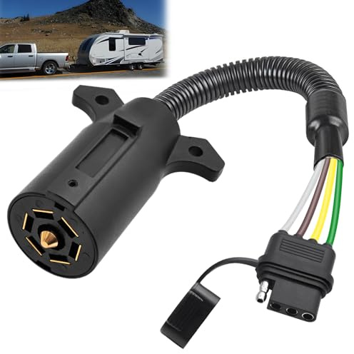 maierke 7 Pin to 4 Pin Trailer Adapter 7 Way Blade to 4 Way Flat Trailer Light Connector Adapter,Single-Function 7 Way to 4 Way Trailer for RV Truck