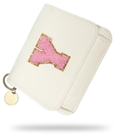 Girls Wallet, Initial Women's Wallets, White Small Wallet for Kids with 5 Card Slots Holder, Personalised Purses Gifts for Girls and Women, Birthday Gift, Christmas Gifts, Travelling Wallets Gift (Y)