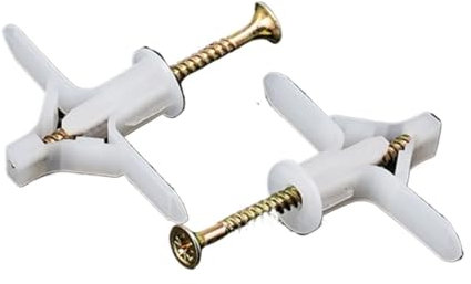 100 pezzi di tasselli for pareti cave, tasselli for cartongesso, viti, fissaggi for telai, tubi di espansione(White)
