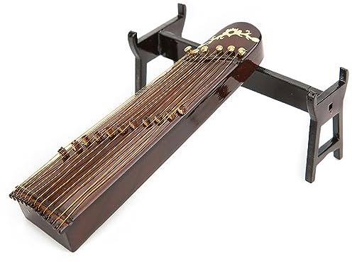 Rengue Miniature Chinese Zither Model, Handcrafted Wooden Guzheng Replica with Exquisite Craftsmanship, Authentic Decoration for Music Lovers, 3.9in (10cm)