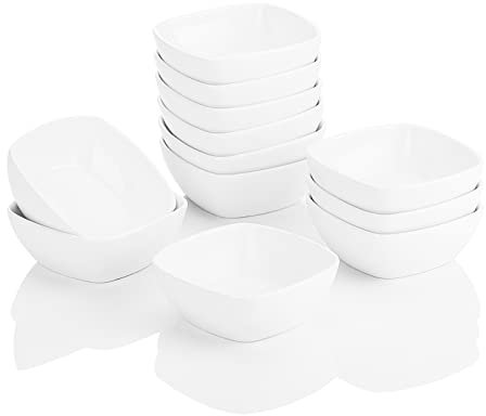 MALACASA, Serie Ramekin.Dish, 12 tlg. Porzellan Weiß Dessert Schalen, kleine Servierschalen, für Soße, Dipping, Souffle, Pudding, Backofen sicher - Platz 4/10cm/170ml