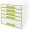 Leitz 52142064 WOW CUBE Schubladenbox, 5 Schubladen, grün metallic