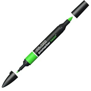 Winsor & Newton, Promarker Neon, 2 Tip: Fine and Wide, Glowing Green