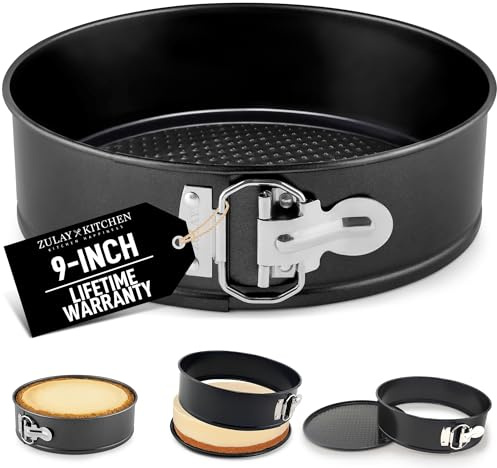 Zulay Kitchen Premium 9 Inch Springform Pan Nonstick Cheesecake Pan with Removable Bottom, Leak-Proof Design, No Need for Parchment Paper – For Baking Cakes, Cheesecakes, Pies - Easy to Clean (Black)