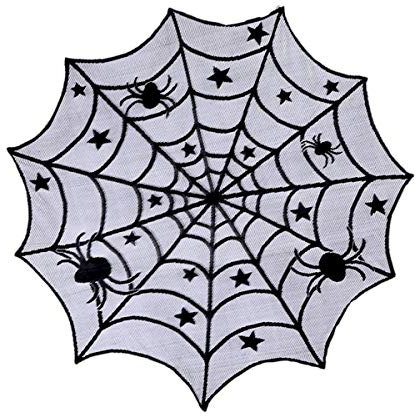 Jinlaili Tovaglia di Halloween Rotonda Ragnatela 102cm, Decorazioni di Halloween Nera Ragnatele Tabella di Halloween Decorazione di Ragnatele Web per Carnevale Decorazione di Festa di Halloween