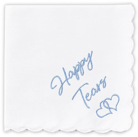 W&F GIFT Mother Of The Bride Gifts Something Blue For Bride On Wedding Day Handkerchief, Cute Brides To Be Gifts - Happy Tears