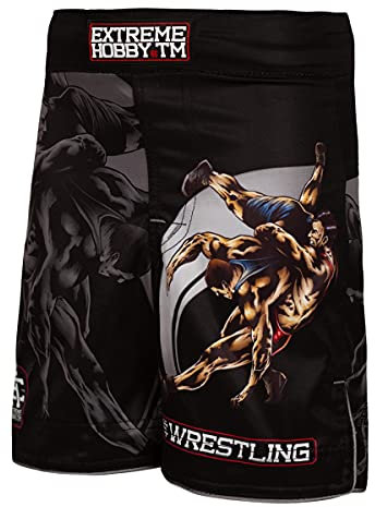 EXTREME HOBBY Grappling Kurze Hosen für Kinder Wrestling, Weiches Atmungsaktives Material, 2-Wege-Stretch-System, Kids Boxing Shorts Kampfsport Muay Thai Fitness Martial Arts Größe 152