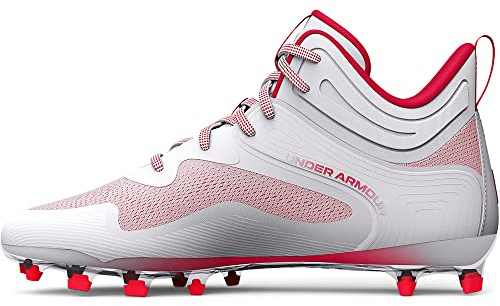 Under Armour Men's Command Mid Lacrosse MT TPU Cleat, (101) White/Red/Red, 8