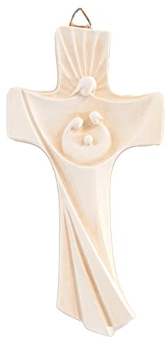 Holy Family Kreuz Kreuz Harz und Pulver aus Marmor Jesus Heilige Familie Wand 30 cm/in modernem Weise | Einzigartig in seiner Art | Handwerksprodukt