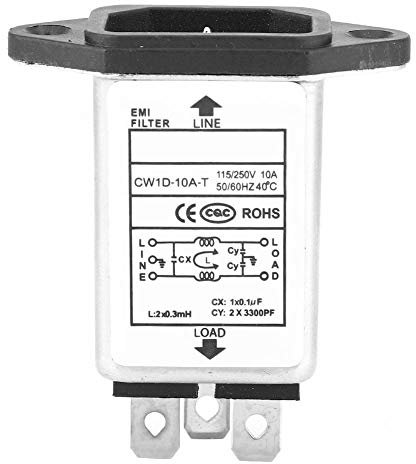 Risegun Filtro di Alimentazione EMI, Filtro di Linea CA 115 V-250 V Filtro monofase | Filtri di Alta qualità Componenti elettronici con presa10A 50/60Hz Filtri per interferenze elettromagnetiche