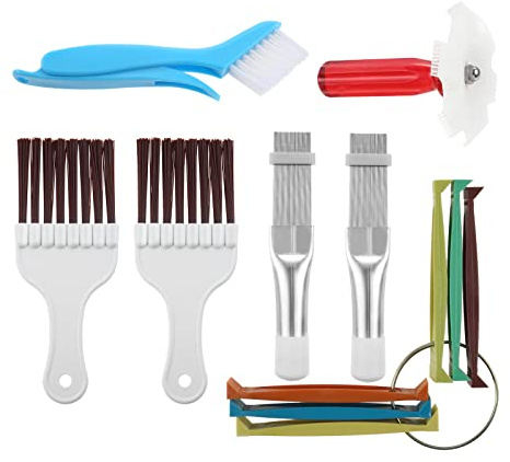 HZ-MONSTAR 7 Pcs Air Conditioner Fin Cleaner Set, 5 Different Ac Fin Comb Condenser Fin Straightener, 2 Different Brush Condenser, AC Coil Cleaner Fin Cleaner Evaporator Radiator Repair Clean Tool
