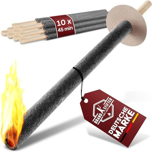 Brandstifter Lot de 10 torches en cire pour enfants jusqu'à 45 minutes - Avec protection des mains - Noir