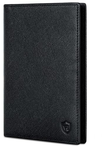VON HEESEN® Reisepasshülle Leder Etui mit RFID-Schutz - Passhülle Passport Reisepass Mappe Hülle Organizer - Reiseorganizer für Damen & Herren (Saffiano)