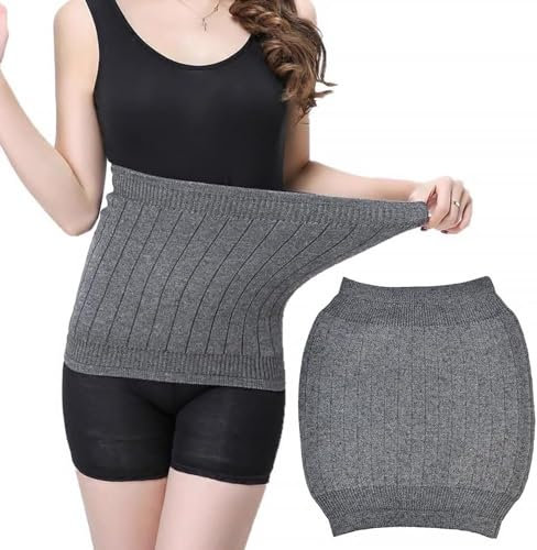 Ueeqito Winter Nierenwärmer Kaschmir Rückenwärmer Gürtel Elastischer Taillenwärmer Unterstützung Körper Warmer Hüftwärmer Frauen Kaschmir Hitzeschutz Winter für Frauen Männer (Grau)