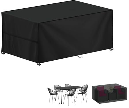 LAMUNI Abdeckung für Gartenmöbel Wasserdichte Schutzhülle Gartenmöbel Anti-UV Abdeckplane für Gartentische Terrassenmöbel, Schwerlast 420D Oxford Outdoor Abdeckhaube für Möbelsets, 150x80x70cm