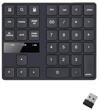 Ieron Teclado numérico inalámbrico Teclado numérico de 35 Teclas Mini Teclado Recargable para computadora portátil PC de Escritorio