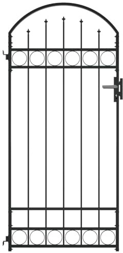 ShGaxin Puerta de jardín con Arco de Acero Negro 89x200 cm, Puertas para Jardin, Puertas De Exterior, Valla Jardín, Rejas para Puertas De Entrada