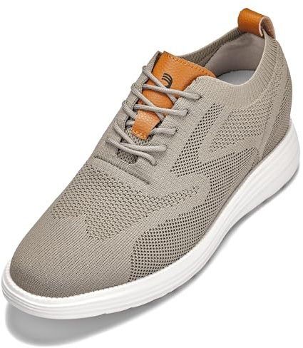 CALTO Chaussures montantes invisibles pour homme – Ultra légères à lacets tricotées – 7,1 cm de haut