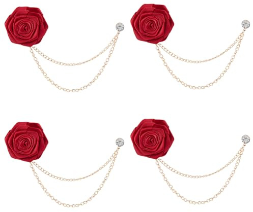 SUPERFINDINGS 6PCS Spille Fiore Spille da Risvolto Uomo Spille Sposo Rosa Spille Satin da Risvolto Matrimonio per Abito Uomo Gioielli Sposo Matrimonio