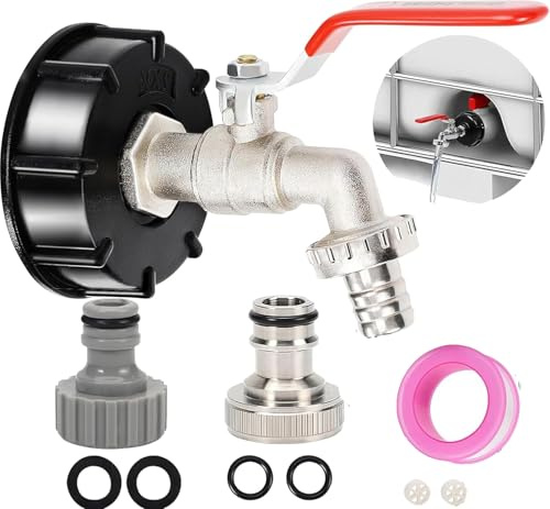 IBC Raccord Robinet avec S60X6 IBC Bouchon Cuve 1000L S60X6 raccord de tuyau 1/2Adaptateur de tuyau d'arrosage pour réservoirs d'eau de pluie