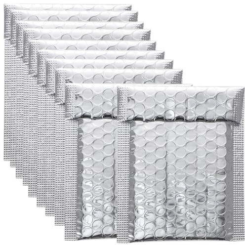 SOLUSTRE Sobres Burbujas para Envíos con Membrana Plateada, Sobres Acolchados Autosellados de Pe, 100 Unidades, Extra Protección para Joyas y Electrónicos