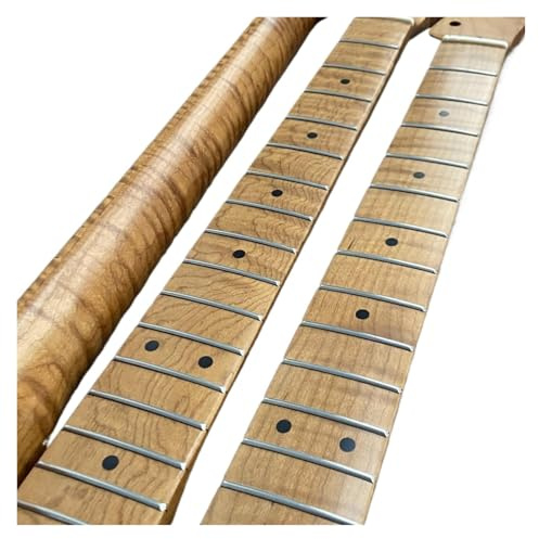 Mástil De Guitarra Eléctrica Mástil de guitarra arce flameado tostado, 22 trastes, acabado mate, clavijero, tensor