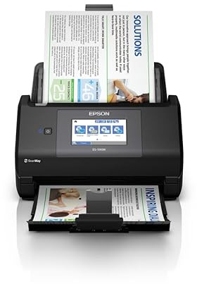 WorkForce ES-590W Wireless Document Scanner | 45ppm / 90ipm | 100-Sheet Auto Document Feeder | 10.9cm Touchscreen| Colour | Wirelessly Scan to Multiple Locations | Up to A4