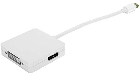 Aramox Mini Till Adapter, ABS 3 i 1 Mini Till DVI Konverterkabel, 1080P Plug and Play Guldpläterade Kontakter för Datorskärm TV-projektor (Vit)