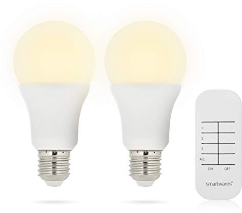 Smartwares Ampoules LED Télécommandées - 2 Ampoules 7 watts E27 et Télécommande