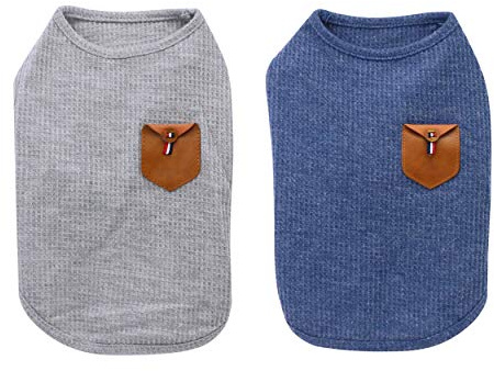YAODHAOD Minimalist Cat & Dog T-Shirt, Blue & Gray Cotton for Mini & Small Pets (2pack) (S(Teacup Teddy or newborn puppies))