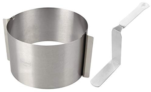 Dr. Oetker Tortenring und Winkelpalette, extra hoher Verstellbarer Küchenhelfer von 16-30cm, hohes Streichmesser zum Dekorieren und Verzieren von Torten (Farbe: Silber/Weiß) Menge: 1 x 2er Set