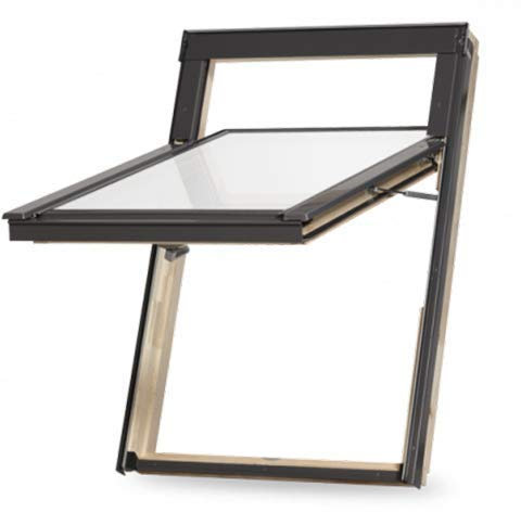 Dakea hochwertiges Holz Dachfenster Topschwing ähnlich Klappschwing mit Eindeckrahmen und Dauerlüftung 78x118 cm M6 06 MK06 auch kompatipel zum Austauch vorhandener alter Dachfenster Abverkauf