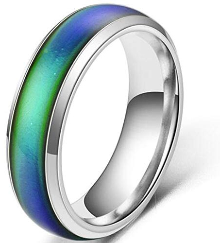 Jude Jewelers 4mm Stainless Steel Temperature Sensative Color Changing Wedding Band Mood Ring (Silver, 10)