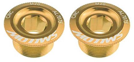 2 st guld mountainbike botten konsol keps vevarm fixeringsskruvar CNC aluminiumlegering kompatibel med Shimano M590 M596 SLX XT XTR