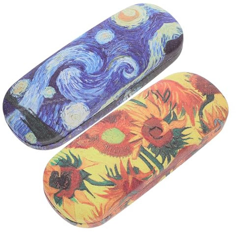 2 Stück Harte Fall Leder Brillenetui Brillenetui Brillenhalter Box für Frauen Männer Studenten Van Gogh