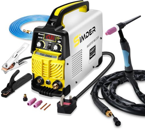 SSIMDER Tig Welder TIG-200 220V TIG MMA 2 in 1 Welding Machine Stick Arc Welding DC IGBT Inverter Welder Machine for Metal Fabrication/Automotive/DIY/Workshops,Best for Beginner