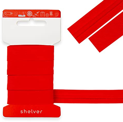 Bias Binding Tape for Sewing, Bias Tape, Bunting Tape, 20mm Single Fold, 100% Cotton, 30 Colours (Red)