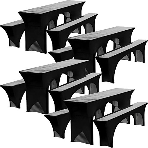 infactory Festzeltgarniturhussen: 12-teiliges Stretch-Hussen-Set für Biertischgarnitur, anthrazit (Tisch-Spannbezug, Bankbezug, Stuhl)