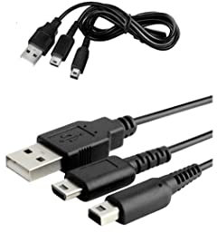 Mr. Gadget's Solutions 2 in 1 USB Charger Cable for Nintendo DS Lite, 3DS, 2DS, DSi and Amazon Fire Tablet